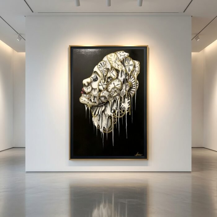 Portrait de Grace Kelly, oeuvre originale d'Acide, mosaïque d'horloges colorées